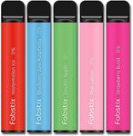 5 Disposable E Cigarette Vape Pens - Fabstix MEGA Vape Pen Starter Kit - Watermelon Ice, Blueberry Sour Raspberry, Double Apple, Pink Lemon, Strawberry Burst - No Nicotine (W/B/D/P/S)