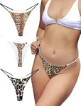 KUKU PANDA Cotton Thongs for Women Sexy Seamless Woman G String Panties 3 Pack Set (Animal Print, Medium)