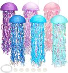 Pink Blue Purple Jellyfish Paper Lanterns, Under The Sea Party Decorations with Hooks+Rope, Hanging Jellyfish Paper Lanterns for Mermaid Party Ocean Beach, Birthday Party Baby Shower Baby Room
