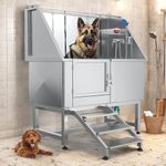 YITAHOME Dog Bathing Station 50in, Professional Stainless Steel 304 Dog Bathtub, Dog Grooming Tub w/Left Stairs, Floor Grate, Pet Washing Station for Large, Medium, Small Pets