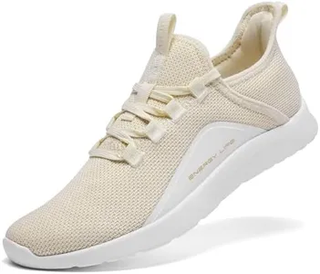 ALEADER Slip On Sneakers Women Walking Running Shoes for Athletic Running Workout Walking Shoes Non Slip Natural Size 9.5 US