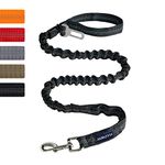 AUROTH Heavy Duty Bungee Dog Leash for Medium Large Breed Dogs, No Pull for Shock Absorption with Car Seat Belt, 2 Padded Handles 4.5FT 6FT Training Dog Leash (Black, MAX: 4.5 FT)