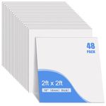 Sasylvia 12 Pcs White Drop Ceiling Tile Smooth Drop Ceiling Tile Drop in Installation Waterproof Washable and Fire Rated Ceiling Panel PVC Ceiling Tiles to Keep Away Breakage(2 x 2 ft, 48 Pcs)