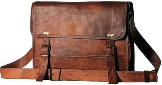 Aditya Art & Craft - Bolsa bandolera de cuero auténtico para ordenadores portátiles, para hombre