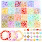 480pcs 8mm Glass Beads for Jewelry Making Bracelet Kit with 24 Colors Candy Style Perfect Beading Supplies for Bracelet Making and DIY Jewelry