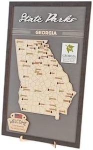 Lemap US Wooden Georgia State Parks Map With Trees To Record Park Visits (Light Grey)