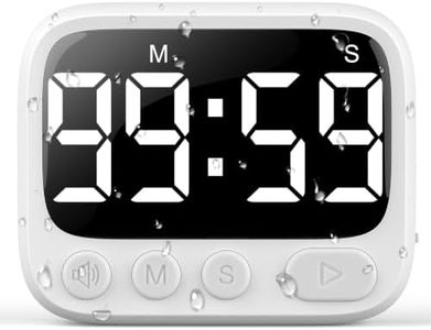 HAUKINIX Shower Timer Waterproof Bathroom Toilet Timer Digital Kitchen for Wall Mount, Study w/Foldable Stand, Countdown Stopwatch w/Suction Cup for Swim, Rechargeable, White