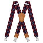 Dresime Suspender Mens Braces for Trousers with 4 Strong Clips 40mm Width, X Shape Heavy Duty Suspenders Adjustable Elastic for Overalls Jeans, Work Pants, Jumpsuits, Motorcycle Pants, etc.