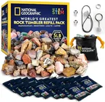 National Geographic Rock Tumbler Refill Kit - 5 lb. Mix of Rocks for Tumbling and Rough Gemstones - Rock Tumbler Supplies Include Rock Tumbler Grit and Polish Refill, and Unpolished Rocks