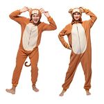 Sincere Party Adult Monkey Onesie Costume,Fleece Monkey Pajamas Outfit for Men and Women Small