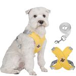 FEimaX Dog Harness Pet X Frame No Pull Step-in Harnesses with Leash Set, Adjustable Reflective Choke Free Puppy with Padded Vest for Small, Medium Dogs and Cats Walking Training (Yellow, Large)