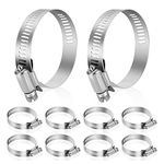 Hose Clamp, Stainless Steel Hose Clamps 1/2 Inch to 1 Inch, Large Adjustable Worm Gear Hose Clamps Assortment Kit Hose Pipe Tool for Fuel Line, Plumbing, Automotive Mechanical, 10 PCS Hose Clamp Set