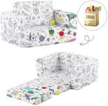 Tiita Kids Sofa Couch, Convertible Children Couch to Lounger, Toddler Comfy Sofa with Cute Graffiti Pattern Design for Girls and Boys, Graffiti