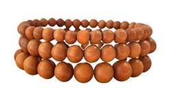 RDK® Handcrafted Personalized Adjustable Sandalwood Charm Bracelet Chandan Stretchable Wristband for Mens (Set of 3)