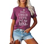 Fuyxxmer Womens My Favorite People Call Me Nana Shirt Grandma Shirt Casual Short Sleeve Funny Graphic Tee Top Shirts Fuchsia