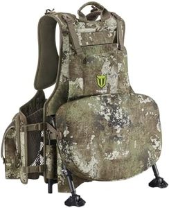 TIDEWE Turkey Vest with Seat, Hunting Vest with Game Pouch and Kickstand, Strut Camo Turkey Hunting Clothes for Men Women (Truetimber Strata)