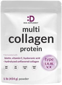 Multi Collagen Protein Powder | 1Lb, Type I, II, III, V, X Collagen Peptides with Biotin, Vitamin C & Hyaluronic Acid - Unflavored - Keto & Paleo Friendly, Great for Hair, Skin, Nails & Joints