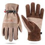 AOUCHI Men's and Women's Gardening, Welding, Construction, Chainsaw, Farm, Angle Grinder, Ranch Leather Gloves. Cowhide, Cotton Lining, Comfortable, Flexible and Durable (Large)