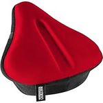 Bikeroo Bike Seat Cover - Padded Gel, Adjustable Bicycle Seat Cushion for Men and Women - Compatible with Indoor & Outdoor Wide Saddles, Red