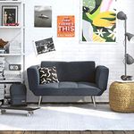 DHP Euro Sofa Futon Loveseat with Chrome Legs and Adjustable Armrests - Navy