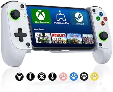 Mocagen Phone Controller for iPhone/Android Support Phone Case, Mobile Controller with Led Light, Upgraded Joysticks, Turbo, Thumb Grips Handheld Gaming Gamepad