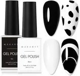 Makartt Gel Nail Polish Kit, Black White Nail Polish Gel Set Noir & Blanc Winter Soak Off Nail Gel Polish LED Required UV Gel Polish Kit Black Nails White Gel Paint for Nail Art Salon DIY 2Pcs