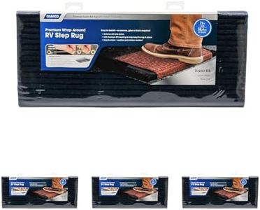 Camco RV Wrap Around Double Ribbed Step Rug | Easy Install | Easy to Clean | Blue (42954) (Pack of 4)