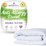 Slumberdown Anti Allergy Double Duvet - 10.5 Tog All Year Round Quilt Ideal for Summer & Winter - Anti Bacterial, Soft Touch Cover, Hypoallergenic, Machine Washable, Size (200cm x 200cm)