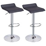 Panana Set of 2 Bar Stools Pub Home Breakfast Barstools Armless Backless Square Seat Swivel Chair (Black)