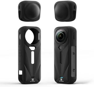 K&F Concept Black Silicone Sleeve Case for Insta360 X5, Soft Protective Case with Lens Cover, Battery Side Open, All-Round Protect Action Camera Accessories