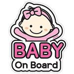 GEEKBEAR Baby on Board Sticker for Cars (Basic Girl) - Baby on Board - Baby on Board Magnet for Car - Baby on Board Sign - Baby on Board Decal - Cute and Funny Baby in Car Sticker for Cars