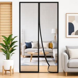 Divayanshi Magnetic Mosquito Door Net 210x100 cm Black, Heavy Duty Fiberglass Mesh Screen with 18 Powerful Magnets, Automatic Closure, Washable Curtain & Self Adhesive Velcro Tape