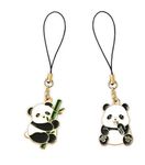 ONCRO® Pack of 2 Cute Cut out panda pendant phone charms aesthetic for girls women backpack hanging keychain key ring gold accessories necklace bracelet lobster clasp thread Ornament decor Smart combo