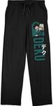 Bioworld My Hero Academia Deku Punch Men's Black Graphic Sleep Pajama Pants-Large