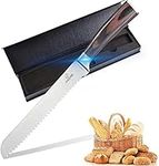 Jasni Serrated Bread Knife - High Carbon Ultra Sharp Stainless Steel Kitchen Knife with Wood Handle, for Cutting Crusty Breads Cake & Frozen Meat