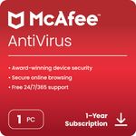 McAfee Antivirus 2024 | 1 Device, 1 Year | Antivirus Internet Security Software| Email Delivery