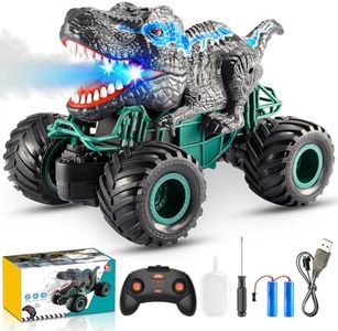 Dinosaurs Toys for Kids, Chardfun Remote Control Cars for Kids Age 3-10 Boys Dinosaur Monster Toys for Boys 4-7 with Light & Sound Spray Stunt Car for Kids Gifts for 3-10 Year Old Boys