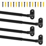 TYRON 4 Pack Screwed Sash Curtain Rod Adjustable 18-30 Inch, 3/8 In. Diameter, French Door Curtain Rods (Black)