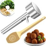 Arazooyi Falafel Scoop With Golden Spatula - Stainless Steel Professional Falafel Maker Scoop | Food Safe and Non-Sticky Falafel Baller Scoop Mold Stainless-Steel Falafel Maker Tool