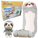 Kids Sleeping Bag With Pillow - Large Sleeping Bag For Children With Cute Plush Toy. Sloth Animal Sleeping Bags For Kids, Foldable Cosy Nappers For Sleepover, Happy Napping For Boys And For Girls.