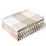 Encasa XO Kitchen Cloth for Cooking | Cotton Hand Towel for Drying Dishes | 70x45 cm Tea Towels | Highly Absorbent for Cleaning & Quick Drying of Plates | Buffalo Beige Checks (Set of 4 Pieces)