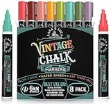 Liquid Chalk Markers for Blackboards - Wet Erase Marker Pens - Chalk Markers for Chalkboards Signs, Windows, Blackboard, Glass - 6mm Reversible Tip (8 Pack) - Vintage Colors