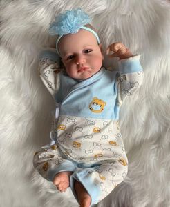 Pinky Reborn 20 Inch 50cm Reborn Baby Doll Realistic Open Eyes New Reborn Girl Boy Doll Silicone Reborn Toddler Doll Weighted Handmade Doll Gift (Blue)