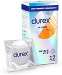 Durex Nude, Condoms, Wide Fit, 12s,