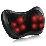 Giantex Shiatsu Back Neck Massager with Heat, Kneading Massage Pillow for Muscle Pain Relief, 8 Rollers to Deeper Massage Lower Back & Shoulder, Home Office Car Use, Black