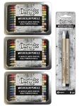 Ranger Ink Bundle - Tim Holtz Distress Watercolor Pencils Set of 4 Pack - Ideal for Watercoloring, Shading, and Sketching - Premium Art Supplies for Professional Artists