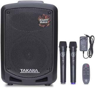 Takara T-7106 a Karaoke Speaker 6.5 Inch Portable Multimedia Bluetooth, with Recording, USB, PA System with 2 Wireless Mic.