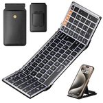 ProtoArc XK01 Plus Foldable Keyboard, Backlit Folding Portable Bluetooth Keyboard for Travel, Full Size External Wireless Keyboard with Backlight for iPad Surface Tablet Smartphone Laptop PC