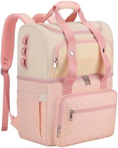 YOUNGOA Cool Backpack with Double Decker Cooler Compartment Soft Cool Box Stylish Cool Bag Backpack for Picnic Beach Camping 25L Pink