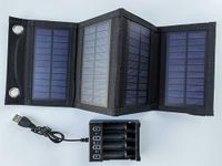 Solar Charger with 6 Watt Portable Solar Panel for 1.2V AA & AAA Ni-MH Ni-CD Rechargeable BatteriesWith 6 Watt Solar Panel and 4-Bay USB AA & AAA Charger